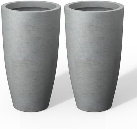 Kante Set of 2 Pale Gray Concrete Round Planters 23.6" Tall Home & Outdoor by Unknown