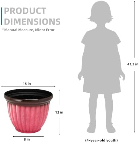 15" Large Planters for Outdoor Plants Set of 2 Plastic Flower Pots - Image 6
