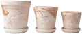 Set of 3 Unglazed Terracotta Plant Pots with Saucers, 6/8/10 Inch Embossed Heart Breathable Planters, Macchiato Marbled Pots for Indoor Outdoor Plants, Root Rot Prevention by Unknown