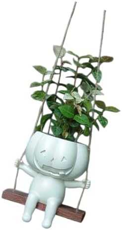 Pumpkin Swing Flower Planter Hanging, Pumpkin Planters Outdoor, Halloween Pumpkin Ceramic Hanging Planter, Unique Sitting Swinging Plants, Entryway Patio Pumpkin Planter Rope Flower，3 by Mnsuid