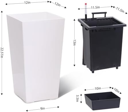 22.5" Tall Self-Watering Planters Set of 2, Indoor & Outdoor Flower Pots - Image 2