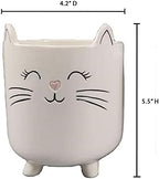 Planter for Succulent Plant Ceramic Plant Pots Indoor, Novelty Planters for Home Office Garden (White Cat Large, 1) - Image 3