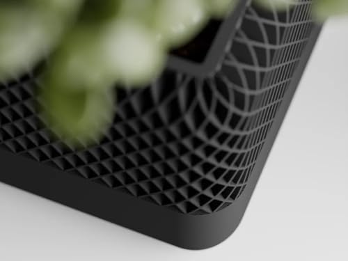 Modern Black Square Planter Pots with Geometric Lattice Design, Set of 2, Indoor Succulent and Bonsai Planters - Image 2