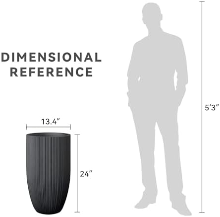 Kante Small Round Tapered Black Concrete Planter 24" Tall, Outdoor - Image 7