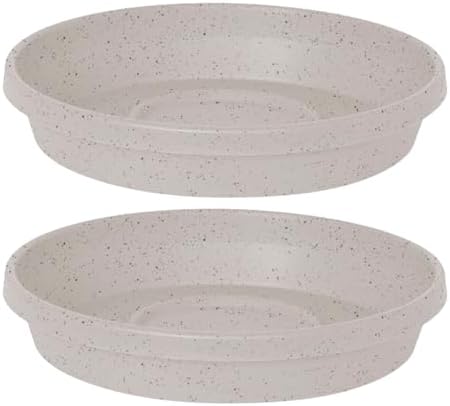 Bloem Terra 20" Round Plastic Plant Saucer, Lightweight UV-Resistant Indoor/Outdoor Flower Pot Tray - Fits 20-inch Planter Pots, Vanilla Bean, 2-Pack by Bloem