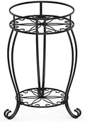 FaithLand 2 Tier Black Metal Plant Stand Indoor Outdoor, 19.4" by FaithLand