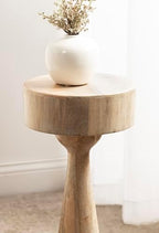 Kate and Laurel Solbrett Transitional Sophisticated Round Drink Table; 10 x 10 x 22; Natural Wood; Sculptural Bedroom Nightstand with Unique Pedestal Table Design for Use as Indoor Plant Stand - Image 5