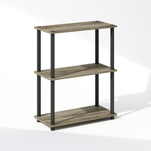 Furinno Turn-N-Tube Book Shelf, 3-Tier Bookshelf, Bookcase with Multipurpose Compact Display Rack, 11.6 x 23.6 x 29.6, for Living Room, Bedroom, Home Office, French Oak/Black by Furinno-FitsYourSpaceFitsYourBudget