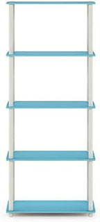 Furinno TURN-N-TUBE Storage Shelves, 5-Tier Book Shelf, Corner Shelf, Toolless Open Shelves, for Organization and Storage, Living Room, Garage, Home Office, Light Blue - Image 6
