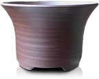 Bonsai Pot Round Striped Pattern Shi-dei (Purple mud) Yokkaichi Banko-Yaki deep Type Ceramic Wildflowers houseplants Agave Baby Bonsai Cactus Miscellaneous Pine and Oak 4.4” Small by Unknown