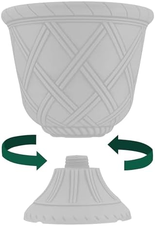 Arcadia Garden Products PL61BG Lattice Plastic Garden Urn, Classic Decorative Garden Pot Planter for Indoor and Outdoor Plants, Beige - Image 3
