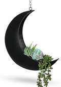 Black Hanging Moon Planter with Drain Holes - Moon Room Decor - Unique Planters for Succulents,Air Plant, Cactus, Artificial Plants- Plant Lover Gifts - Boho,Hippie, Birthdays,Witchy Gifts for Women by Oakadoaks