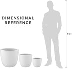 Kante Set of 3 White Concrete Bowl Planters 18" 14" 10" Dia - Image 3