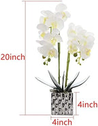 LISU Artificial Orchids, Silver Vases, Home Decoration Flower Arrangements, Fake Flowers in Vases. (C:White) - Image 7