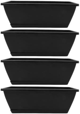 4pcs Window Box Planter, Plastic Resin Rectangular Garden Containers by Toyvian