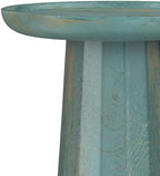 SIMPLIHOME Dayton End Table - 13 inch Wide Solid Mango Wood Round Accent Table in Teal Wash, Handcrafted Contemporary Nightstand or Lamp Stand for Living Room with Textured Finish, Assembled - Image 6
