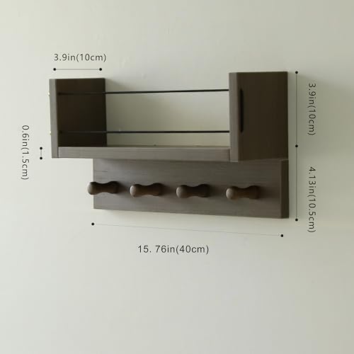 Entrance Coat Rack ，Coat Hooks, Wall-Mounted Wooden Hook Rack, Wall-Mounted Shelves are Very Suitable (Walnut Color Finish-B-1) - Image 3