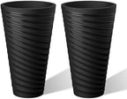 Kante Set of 2 Black Plastic Round Planters 29" Tall Home & Outdoor by Unknown