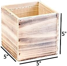 Wooden Planter Box, Rustic Whitewash with Plastic Liner l Garden Decor l Restaurant and Wedding Decorations l Wedding Bouquets, Table Centerpiece (5x5 Set of 4, Whitewash) - Image 2