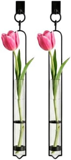 COURONNE CO. 16" Florence Hanging Tube Vase with Wall Hook, Clear Pack of 2 - Image 5