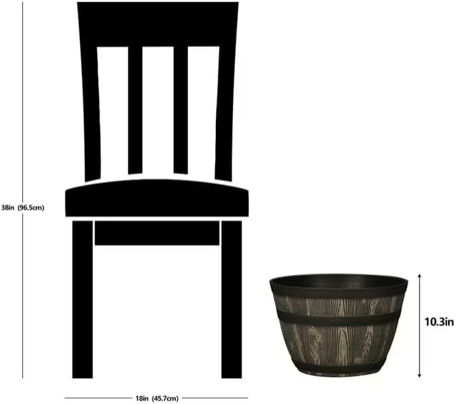 (2 Pack) Outdoor Whiskey Resin Flower Pot Barrel Planter, Walnut Brown, 22.4L - Image 4