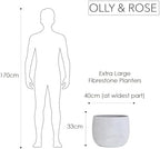 Olly & Rose Extra Large Plant Pot Patterned 15.5 Inch - Barcelona Off White Garden Planter - XL Flower Pot - 40cm - Image 2