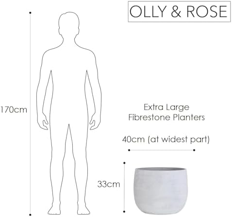 Olly & Rose Extra Large Plant Pot Patterned 15.5 Inch - Barcelona Off White Garden Planter - XL Flower Pot - 40cm - Image 2