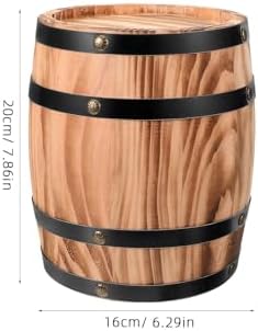 VOSAREA Wood Wine Barrel Decor Vintage Style Wooden Barrel Ornament for Bar Kitchen Garden Yard Home Decor Handmade Rustic Shelf Accent 7.87 X 6.29 X 6.29 in - Image 2