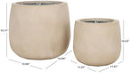 SAFAVIEH Outdoor Collection Kane Beige Cement Ficonstone Planter Pot Set of 2 - Image 4