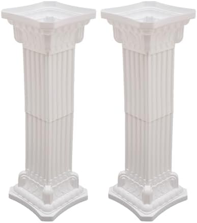 Roman Columns Wedding Stand Roman Pillar Plant Stand Plastic Greek Column Statue Pedestal Flower Pot Holder Decor Wedding Event Party Elegant Decorative Column (White, 2Pcs, 11.81x35.43 Inch) by Unknown