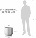 Kante Large Round Pedestal White Concrete Planter 16.7" Dia, Outdoor - Image 7