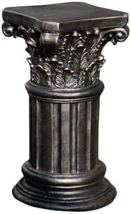 VISIBLE Decorative Roman Column Pedestal, Black Bronze, MGO Cement with Fiber, Classical Garden Pillar, Indoor Outdoor Decor (Black Bronze, 23.5IN) by VISIBLE