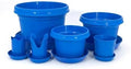 Flower Pots with Saucers, 9 inch, Sea Blue, Pack of 5 by AustinPlanter