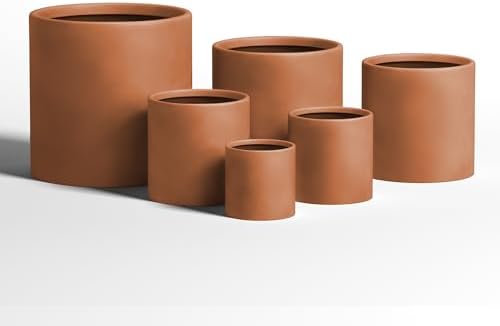 DTY Mount Powell 9.8" D x 9.8" H (Pot Opening 7.1") Fiberstone Cylindrical Planter with Drainage Hole, Weather Resistant for Indoor & Outdoor Use, Includes 2 Extra Coco Mats - Terracotta, Small - Image 6