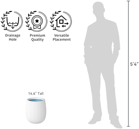 Kante Accent Round Curved White Concrete Planter 12.6" Dia, Outdoor - Image 7
