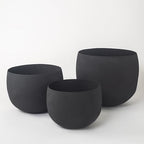 FAB HAB Eden Handmade Round Metal Planters in Midnight Finish – Set of 3 (13”, 15", 18”), Indoor/Outdoor, Lightweight with Drainage Holes - Image 2