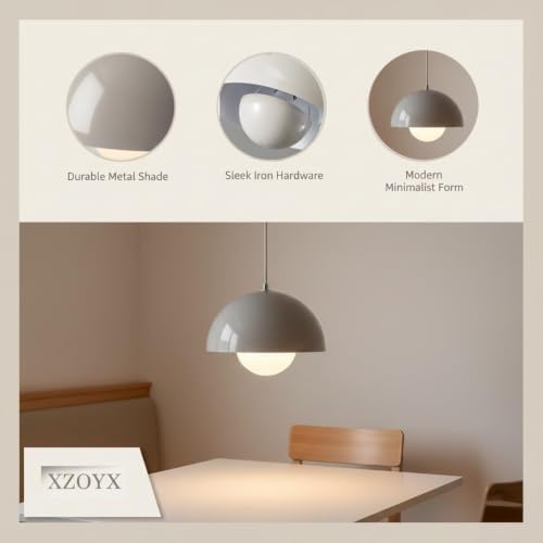 Modern Flowerpot Pendant Light, Pink Hanging Lamp, Nordic Chandelier, Metal Dome Ceiling Light Fixture, for Kitchen Island, Dining Room, Bedroom, Bar, Office Decor(Walnut Grain) - Image 2