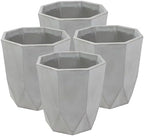 Sunnydaze Modern Faceted 14.75 in Polyresin Planter - Light Gray - Set of 4 - Image 4