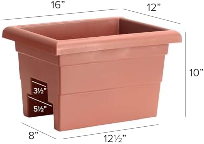 Root & Vessel Countryside Railing Planter Box, 16 Inch, Terra - Image 3