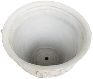Christopher Knight Home Armis Round Concrete Planter, Indoor Outdoor Garden Plant Pot with Drainage Hole, Floral Relif Patio Urn Planter for Front Porch/Backyard, Outdoor Planter Box, Antique White - Image 6