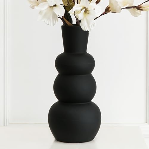 Black Ceramic Vase, Modern Matte Clay by Tenforie