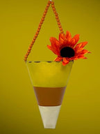 Candy Corn Decor Scone Hanging Half Planter Fall Autumn Halloween Metal Decoration Rustic Indoor Outdoor Accent Home Office Party Accessory (Wall Planter) - Image 7