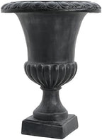 Christopher Knight Home Koma Patio Urn Planter, Mid-Century Modern Urn, Large Garden Pot, Floral Relief Design, MGO Outdoor Planter, Flower Urn with Drainage Hole for Backyard, Antique Black - Image 5