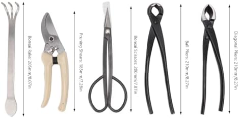 5Pcs Bonsai Tool Set Kit Carbon Steel Bonsai Scissors Rake Branch Cutter Pruning Shears Pliers Garden Tools - Image 7