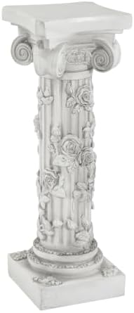 Christopher Knight Home Godia 33.27" H Roman Plant Stand, Lightweight Concrete Flower Stand with Rose Relief Design, Pedestal Column Side Table, Indoor Outdoor Plants Standing, Antique White - Image 5