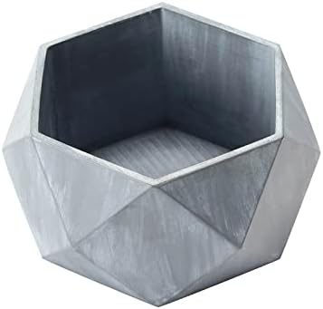 4" Small Gray Cement Planter - Modern Geometric Design Succulent Plant Cactus Herbs Indoor Garden Pot - Image 5