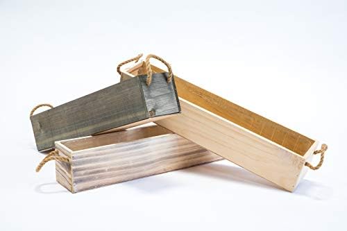 20" Rectangular Rustic Wood Planter with Handle and Plastic Liner l Rustic Barn Wood l Country Style, Home and Wedding Decorations, Garden Ornaments (20x4 w Handle Set of 2, Natural) - Image 3