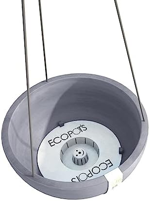 Ecopots Hanging Brussels Round Planter, Slate Grey, 10.5" - Image 5