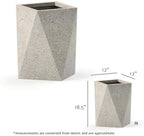 Kalif 'Rhea' 9 Inch Indoor/Outdoor Fiberstone Geometric Planter - White - Image 6