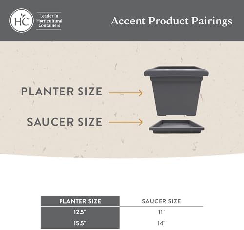 The HC Companies Accent Square Plant Pot, 15.5 Inch, Warm Gray, 2-Pack - Image 6